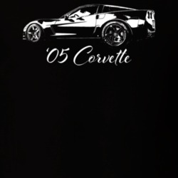 2005 Corvette Side View With Model Year Dark Color T Shirt