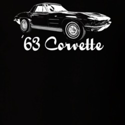 1963 Corvette Side Angle View With Model Year Dark Color T Shirt