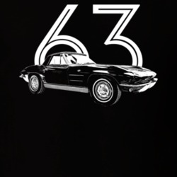 1963 Corvette Side Angle View With Year Dark Color T Shirt