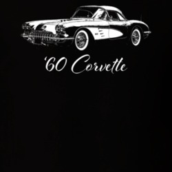 1960 Corvette Three Quarter Side View With Model Year Dark Color T Shi