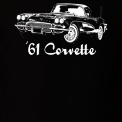1961 Corvette Three Quarter Side View With Model Year Dark Color T Shi