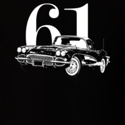 1961 Corvette Three Quarter Side View With Year Dark Color T Shirt