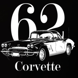 1962 Corvette Three Quarter View With Year And Model Dark Color T Shir