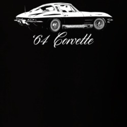 1964 Corvette Side Angle View With Model Year Dark Color T Shirt