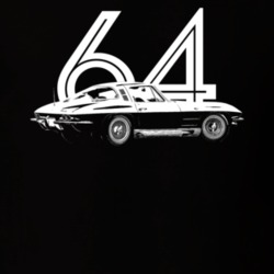 1964 Corvette Side Angle View With Year Dark Color T Shirt