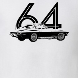 1964 Corvette Side Angle View With Year Light Color T Shirt