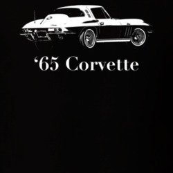 1965 Corvette Side Angle View With Model Year Dark Color T Shirt