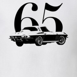 1965 Corvette Side Angle View With Year Light Color T Shirt
