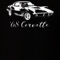 1968 Corvette Three Quarter View With Model Year Dark Color T Shirt