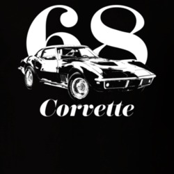1968 Corvette Three Quarter View With Year And Model Dark Color T Shir