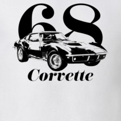 1968 Corvette Three Quarter View With Year And Model Light Color T Shi