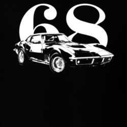 1968 Corvette Three Quarter View With Year Dark Color T Shirt