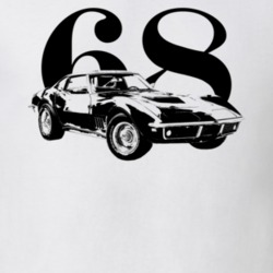 1968 Corvette Three Quarter View With Year Light Color T Shirt