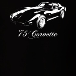 1975 Corvette Three Quarter View With Model Year Dark Color T Shirt