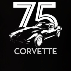 1975 Corvette Three Quarter View With Year And Model Dark Color T Shir
