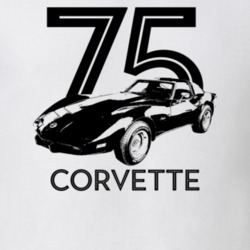 1975 Corvette Three Quarter View With Year And Model Light Color T Shi