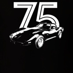 1975 Corvette Three Quarter View With Year Dark Color T Shirt