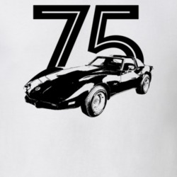 1975 Corvette Three Quarter View With Year Light Color T Shirt
