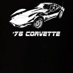 1976 Corvette Three Quarter View With Model Year Dark Color T Shirt