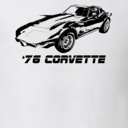 1976 Corvette Three Quarter View With Model Year Light Color T Shirt