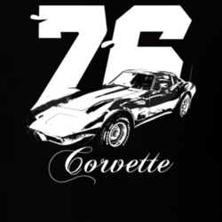 1976 Corvette Three Quarter View With Year And Model Dark Color T Shir