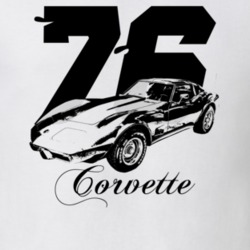 1976 Corvette Three Quarter View With Year And Model Light Color T Shi