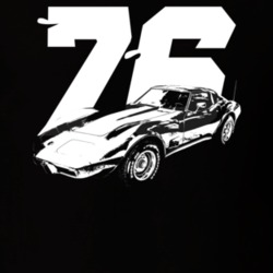 1976 Corvette Three Quarter View With Year Dark Color T  Shirt