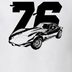 1976 Corvette Three Quarter View With Year Light Color T Shirt