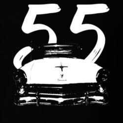 1955 Fairlane Town Sedan Grill View With Year Black T Shirt