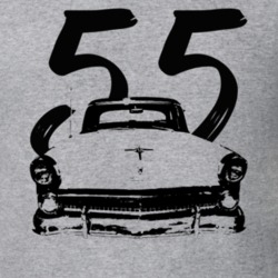 1955 Fairlane Town Sedan Grill View With Year Heather Grey T Shirt