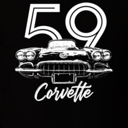1959 Corvette Grill View With Year And Model Dark Color T Shirt
