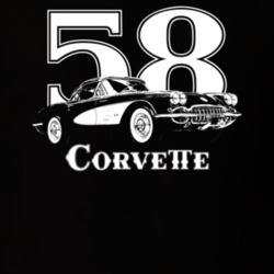 1958 Corvette Three Quarter View With Year And Model Dark Color T Shir