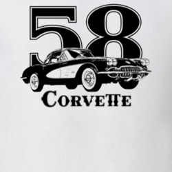 1958 Corvette Three Quarter View With Year And Model Light Color T Shi