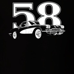 1958 Corvette Three Quarter View With Year Dark Color T Shirt