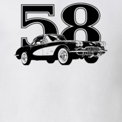 1958 Corvette Three Quarter View With Year Light Color T Shirt