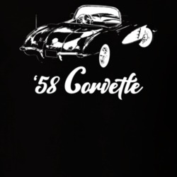 1958 Corvette Rear Angle View With Model Year Dark Color T Shirt
