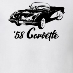 1958 Corvette Rear Angle View With Model Year Light Color T Shirt