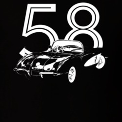 1958 Corvette Rear Angle View With Year Dark Color T Shirt