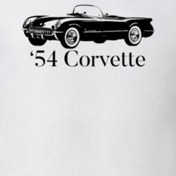 1954 Corvette Side Angle View With Model Year Light Color T Shirt