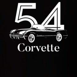 1954 Corvette Side Angle View With Year And Model Dark Color T Shirt