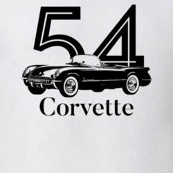 1954 Corvette Side Angle View With Year And Model Light Color T Shirt