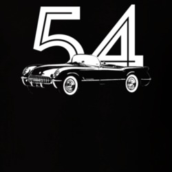 1954 Corvette Side Angle View With Year Dark Color T Shirt