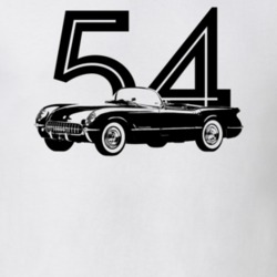 1954 Corvette Side Angle View With Year Light Color T Shirt