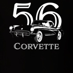 1956 Corvette Three Quarter View With Year And Model Dark Color T Shir