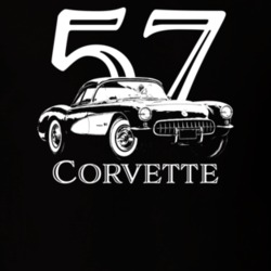 1957 Corvette Side Angle View With Year And Model Dark Color T Shirt