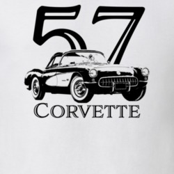 1957 Corvette Side Angle View With Year And Model Light Color T Shirt