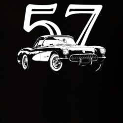 1957 Corvette Side Angle View With Year Dark Color T Shirt