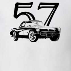 1957 Corvette Side Angle View With Year Light Color T Shirt