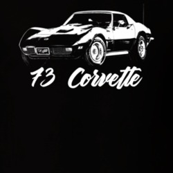 1973 Corvette Three Quarter View With Model Year Dark Color T Shirt