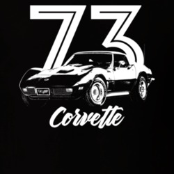 1973 Corvette Three Quarter View With Year And Model Dark Color T Shir